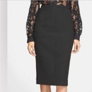 Diane von Furstenberg Woven Black Pencil Skirt Sz 10 Women